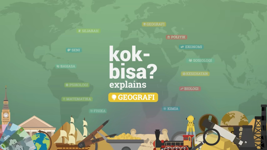 Peta dunia yang menunjukkan berbagai benua dan lautan