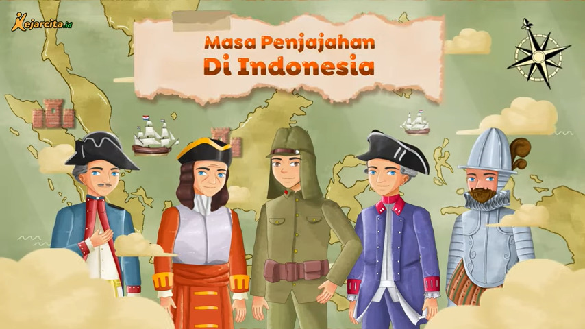 Ilustrasi kapal-kapal Eropa yang berlabuh di pelabuhan Indonesia pada abad ke-16