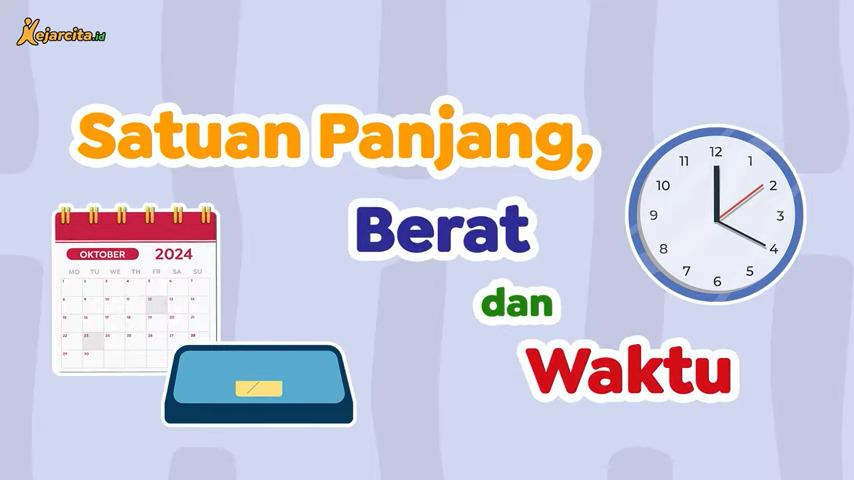 Ilustrasi berbagai alat ukur seperti timbangan, penggaris, dan jam