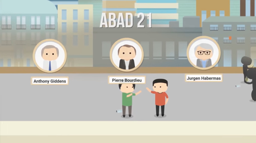 Garis waktu yang menunjukkan perkembangan sosiologi dari era industri hingga era digital